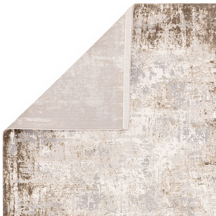 Kuza Border Modern Abstract Distressed Textured Soft-Touch Beige/Light Grey Rug