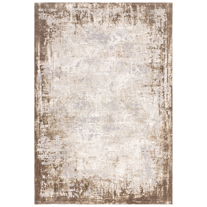 Kuza Border Modern Abstract Distressed Textured Soft-Touch Beige/Light Grey Rug