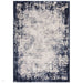 Kuza Border Modern Abstract Distressed Textured Soft-Touch Navy/Light Grey Rug