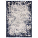 Kuza Border Modern Abstract Distressed Textured Soft-Touch Navy/Light Grey Rug