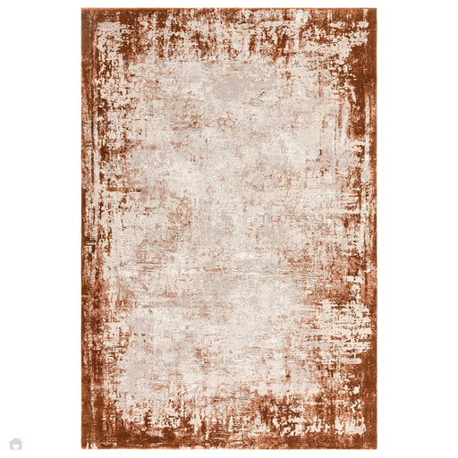 Tappeto Kuza Border moderno astratto invecchiato strutturato soft-touch terracotta/grigio chiaro 160 x 230 cm