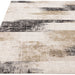 Kuza Lines Ikat Modern Abstract Distressed Textured Soft-Touch Beige/Light Grey/Black/Ivory Rug