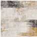 Kuza Lines Ikat Modern Abstract Distressed Textured Soft-Touch Gold/Light Grey/Black/Ivory Rug