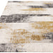 Kuza Lines Ikat Modern Abstract Distressed Textured Soft-Touch Gold/Light Grey/Black/Ivory Rug