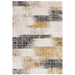 Kuza Lines Ikat Modern Abstract Distressed Textured Soft-Touch Gold/Light Grey/Black/Ivory Rug