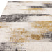 Kuza Lines Ikat Modern Abstract Distressed Textured Soft-Touch Gold/Light Grey/Black/Ivory Rug