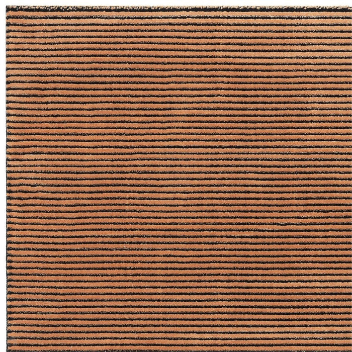 Kuza Plain Stripe Modern Distressed Textured Soft-Touch Terracotta Rug
