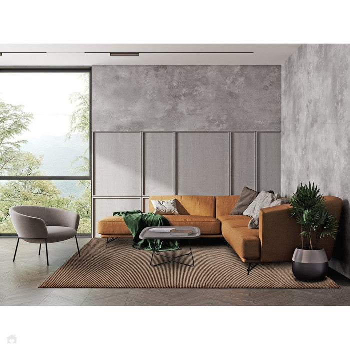 Kuza Plain Stripe Modern Distressed Textured Soft-Touch Terracotta Rug