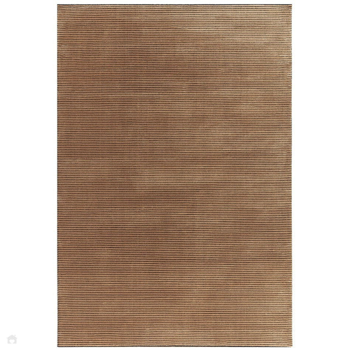 Kuza Plain Stripe Modern Distressed Textured Soft-Touch Terracotta Rug