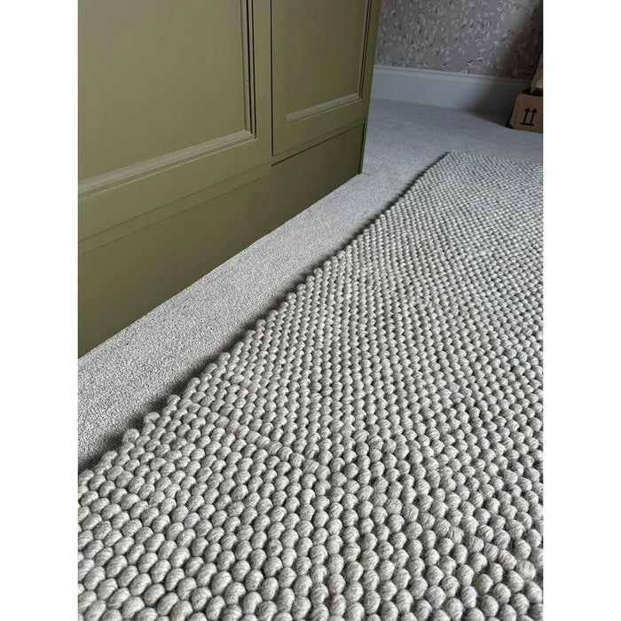 La Playa Modern Plain Mottled Beaded Pebble Hand Woven Textured Wool Flat-Pile Natural Rug