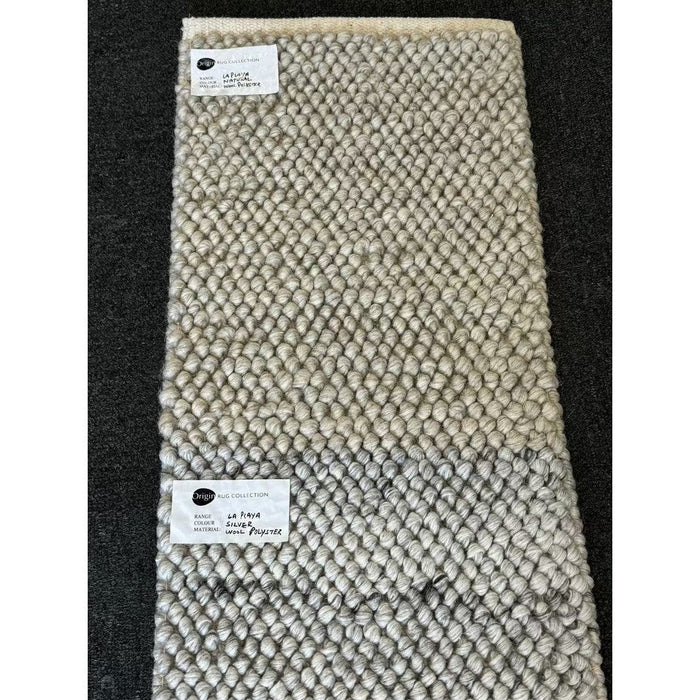 La Playa Modern Plain Mottled Beaded Pebble Hand Woven Textured Wool Flat-Pile Natural Rug