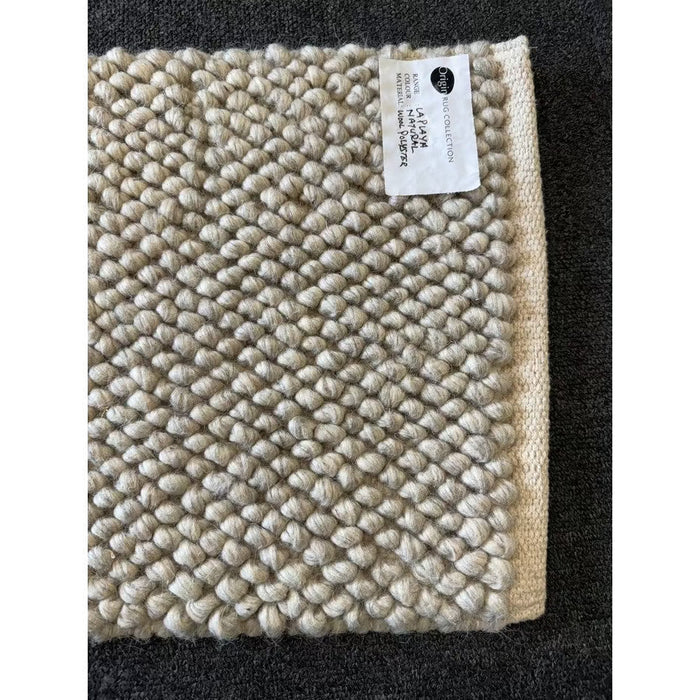 La Playa Modern Plain Mottled Beaded Pebble Hand Woven Textured Wool Flat-Pile Natural Rug