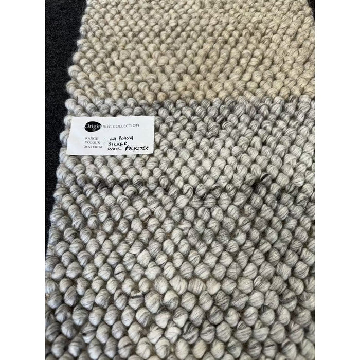 La Playa Modern Plain Mottled Beaded Pebble Hand Woven Textured Wool Flat-Pile Natural Rug