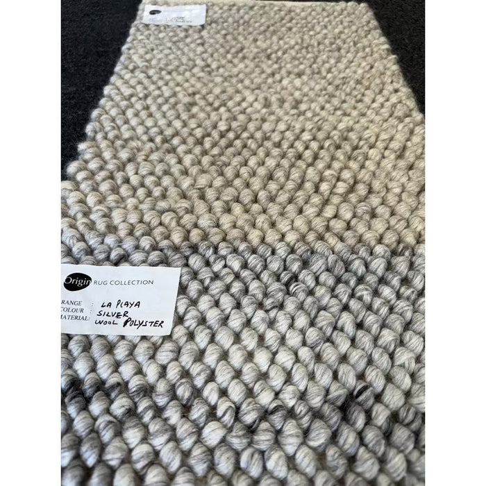 La Playa Modern Plain Mottled Beaded Pebble Hand Woven Textured Wool Flat-Pile Natural Rug