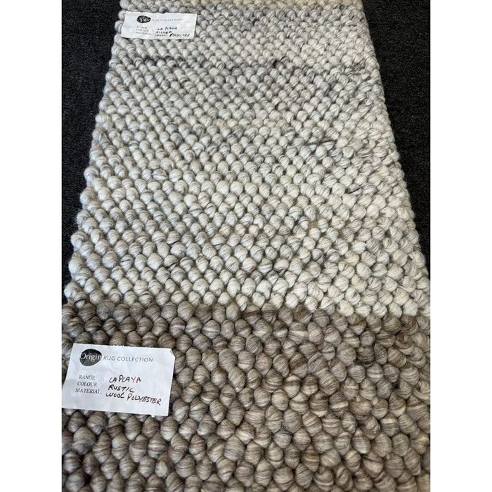 La Playa Modern Plain Mottled Beaded Pebble Hand Woven Textured Wool Flat-Pile Natural Rug