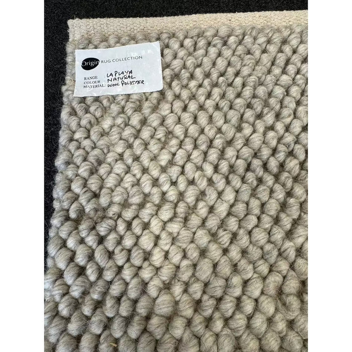 La Playa Modern Plain Mottled Beaded Pebble Hand Woven Textured Wool Flat-Pile Natural Rug