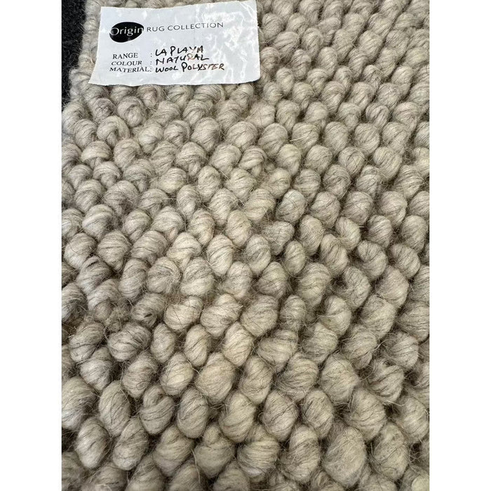 La Playa Modern Plain Mottled Beaded Pebble Hand Woven Textured Wool Flat-Pile Natural Rug