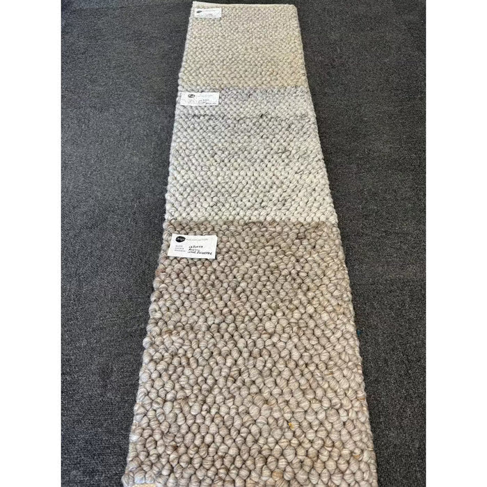 La Playa Modern Plain Mottled Beaded Pebble Hand Woven Textured Wool Flat-Pile Natural Rug