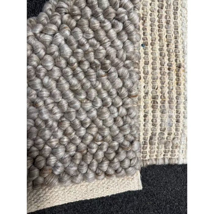 La Playa Modern Plain Mottled Beaded Pebble Hand Woven Textured Wool Flat-Pile Natural Rug