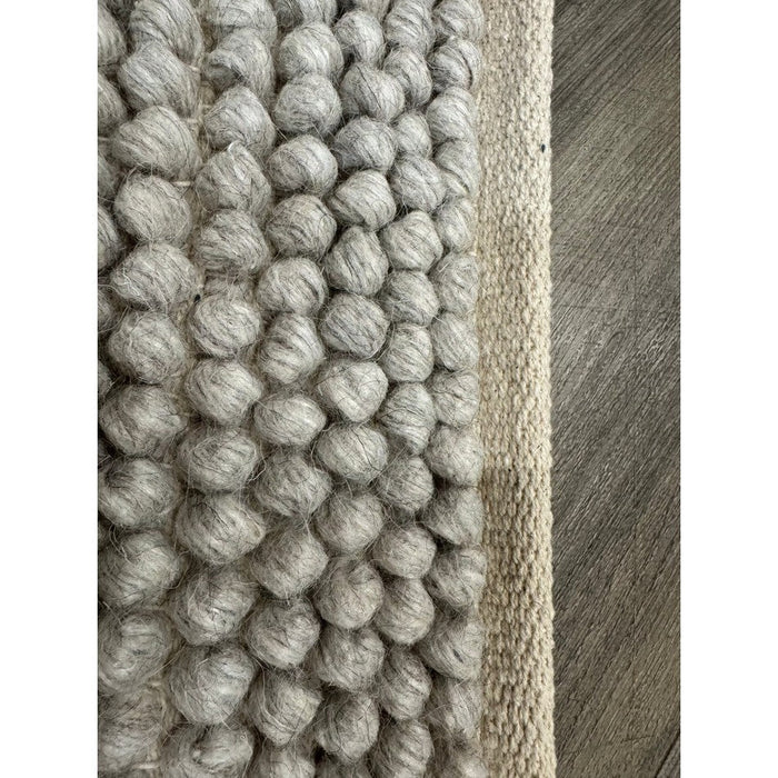 La Playa Modern Plain Mottled Beaded Pebble Hand Woven Textured Wool Flat-Pile Natural Rug