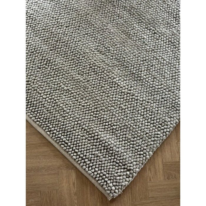 La Playa Modern Plain Mottled Beaded Pebble Hand Woven Textured Wool Flat-Pile Natural Rug