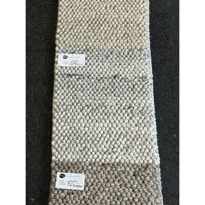 La Playa Modern Plain Mottled Beaded Pebble Hand Woven Textured Wool Flat-Pile Silver Rug