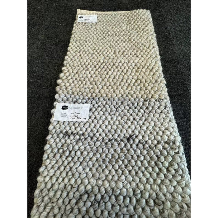 La Playa Modern Plain Mottled Beaded Pebble Hand Woven Textured Wool Flat-Pile Silver Rug