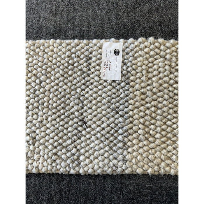 La Playa Modern Plain Mottled Beaded Pebble Hand Woven Textured Wool Flat-Pile Silver Rug