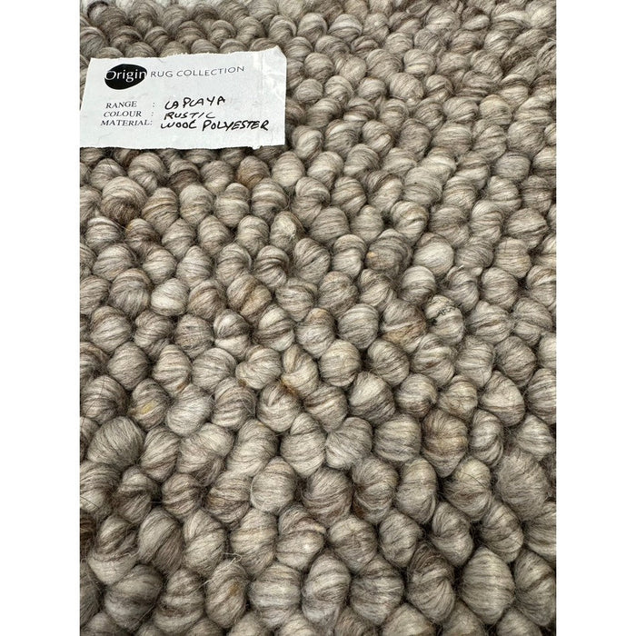 La Playa Modern Plain Mottled Beaded Pebble Hand Woven Textured Wool Flat-Pile Silver Rug