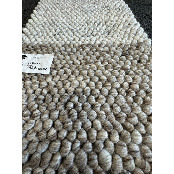 La Playa Modern Plain Mottled Beaded Pebble Hand Woven Textured Wool Flat-Pile Silver Rug