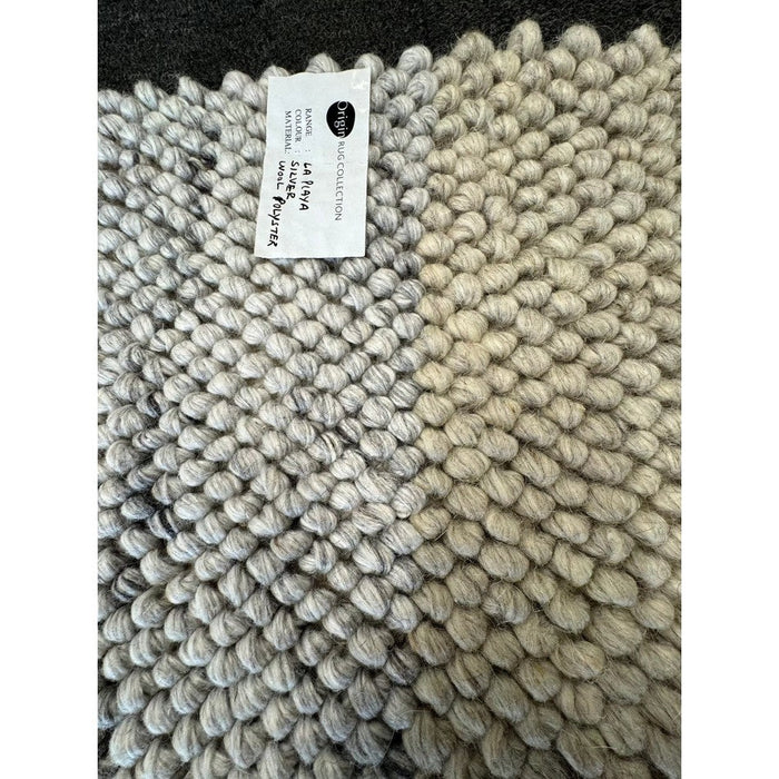 La Playa Modern Plain Mottled Beaded Pebble Hand Woven Textured Wool Flat-Pile Silver Rug