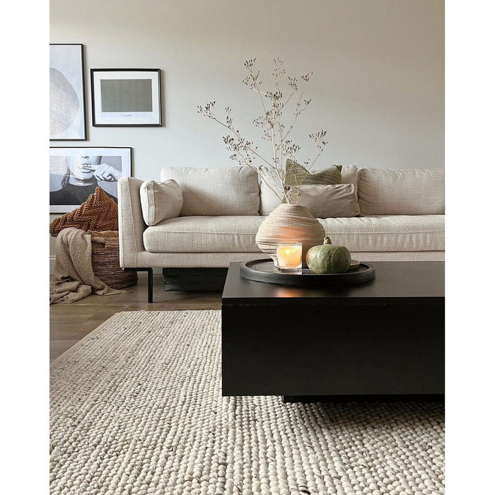 La Playa Modern Plain Mottled Beaded Pebble Hand Woven Textured Wool Flat-Pile Silver Rug