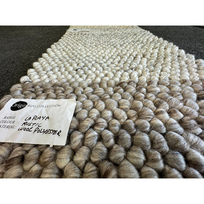 La Playa Modern Plain Mottled Beaded Pebble Hand Woven Textured Wool Flat-Pile Silver Rug