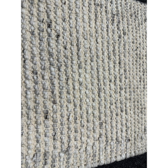 La Playa Modern Plain Mottled Beaded Pebble Hand Woven Textured Wool Flat-Pile Silver Rug