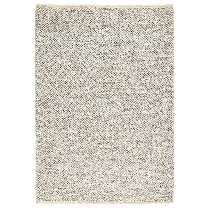 La Playa Modern Plain Mottled Beaded Pebble Hand Woven Textured Wool Flat-Pile Silver Rug