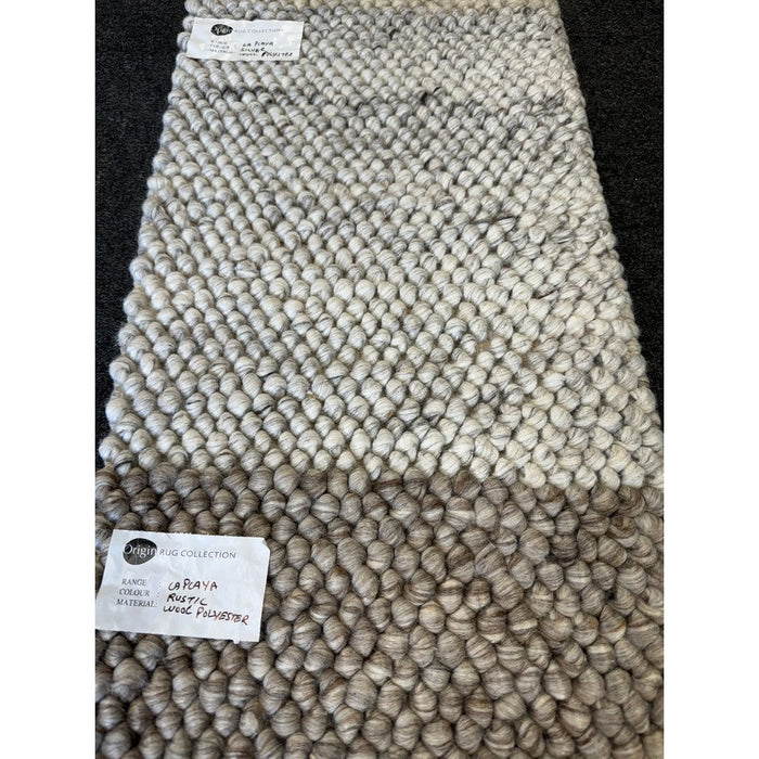 La Playa Modern Plain Mottled Beaded Pebble Hand Woven Wool Flat-Pile Rustic Brown/Grey Rug