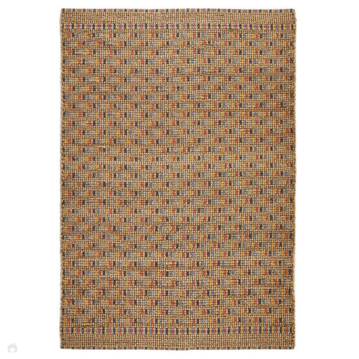 Lagos Jute Modern Geometric Checkerboard Hand-Woven Textured Flat-Pile Multicolour Rug