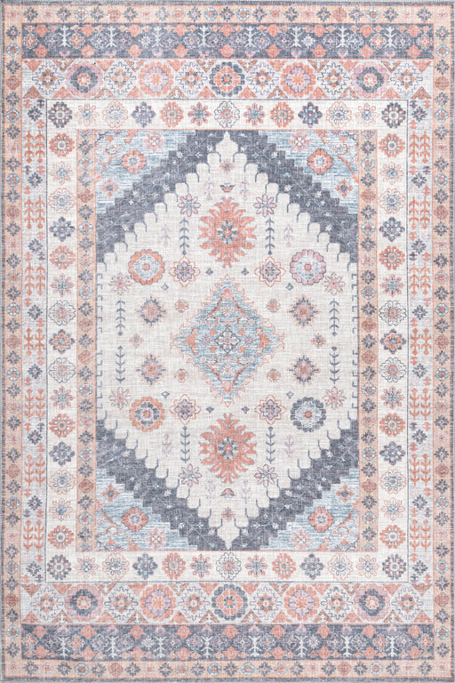 Lara Ivory Medallion Area Rug Machine Washable 120x180 cm