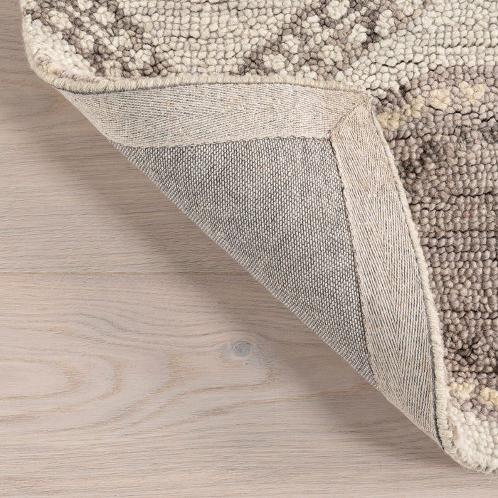 Large Medallion Wool Area Rug in Grey