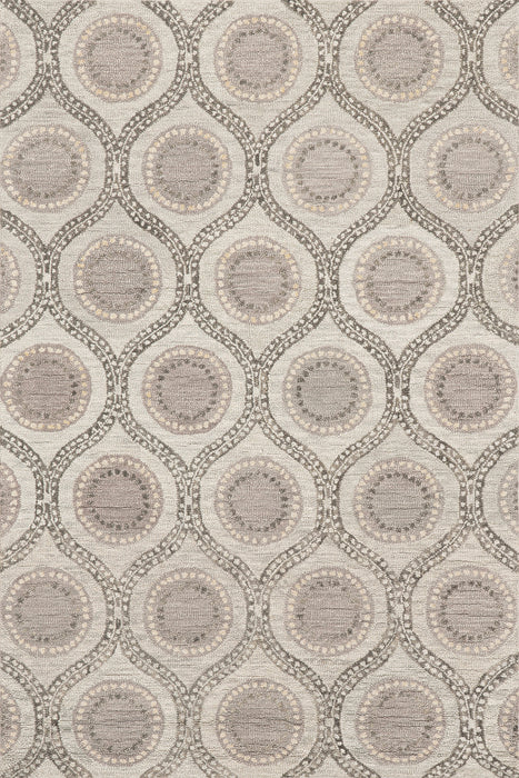 Large Medallion Wool Area Rug in Grey