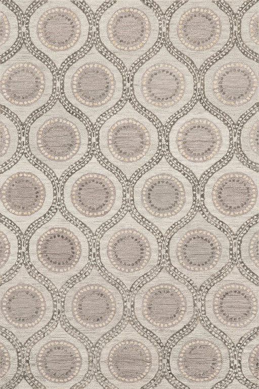 Large Medallion Wool Area Rug in Grey