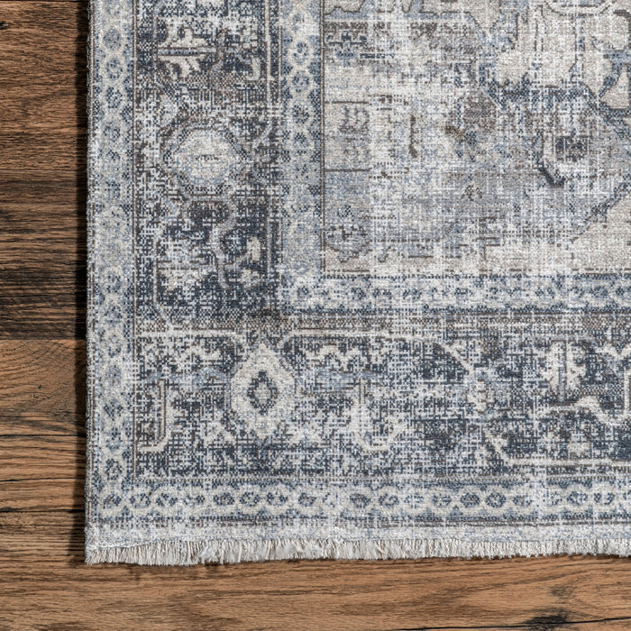Larkspur Washable Rug With Fringes In Light Grey 150x240 cm