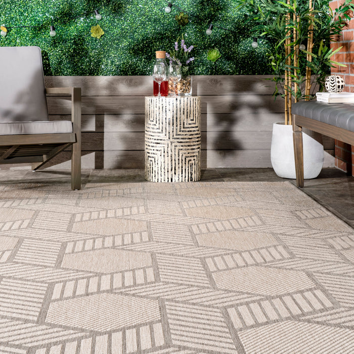 Lattice Pattern Indoor Outdoor Area Rug Grey 120x180 cm