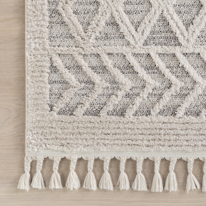 Lattice Tassel Area Rug 120x180 cm Light Grey