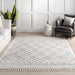 Lattice Tassel Area Rug 120x180 cm Light Grey