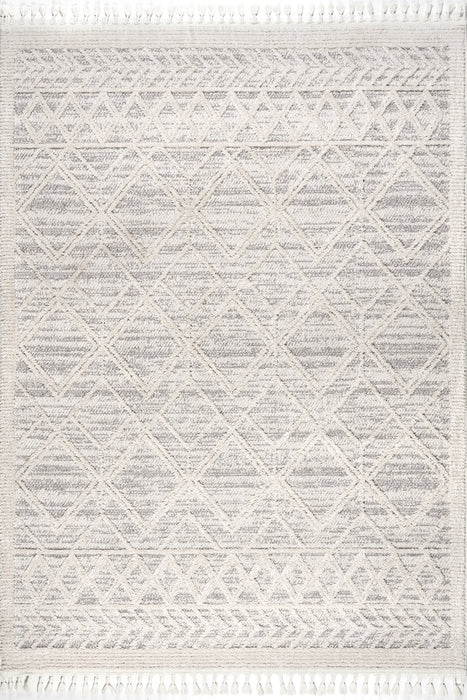 Lattice Tassel Area Rug 120x180 cm Light Grey