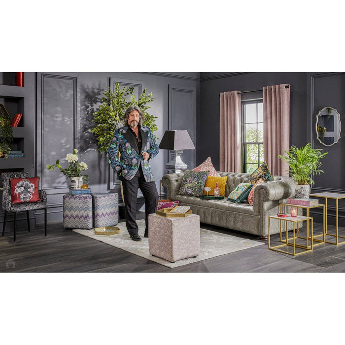 Laurence Llewelyn-Bowen Tappeto grigio imperiale moderno floreale ornato astratto metallizzato luccicante Hi-Lo testurizzato a pelo piatto in poliestere soft-touch