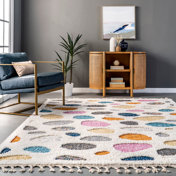 Leah Ivory Pebble Shag Area Rug for Nursery and Playroom
