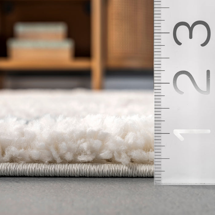 Leah Ivory Pebble Shag Area Rug for Nursery and Playroom