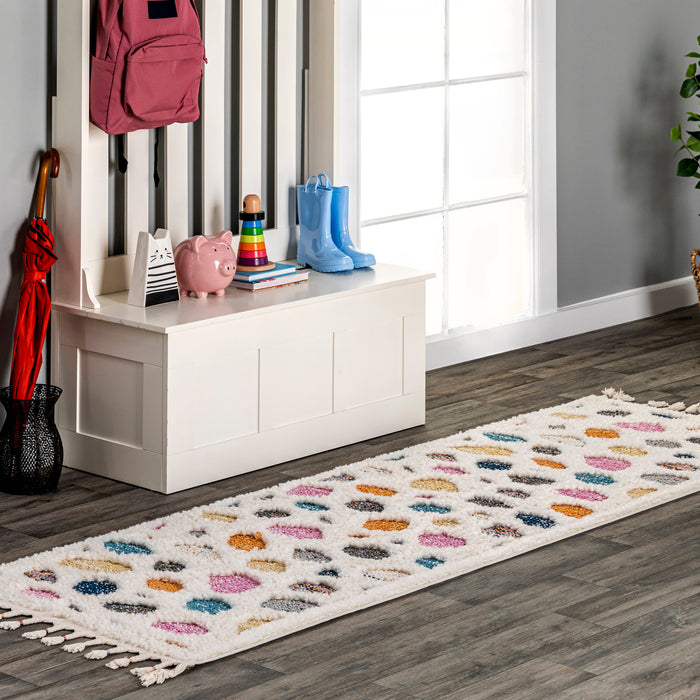 Leah Ivory Pebble Shag Area Rug for Nursery and Playroom